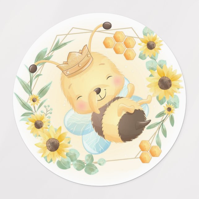 Cute Bumble Bee and Sunflowers Labels (Design 1)