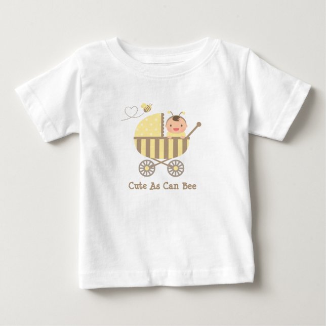 Cute Bumble Bee Baby in Stroller Pun Baby T-Shirt (Front)