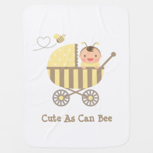 Cute Bumble Bee Baby in Stroller Pun Blanket