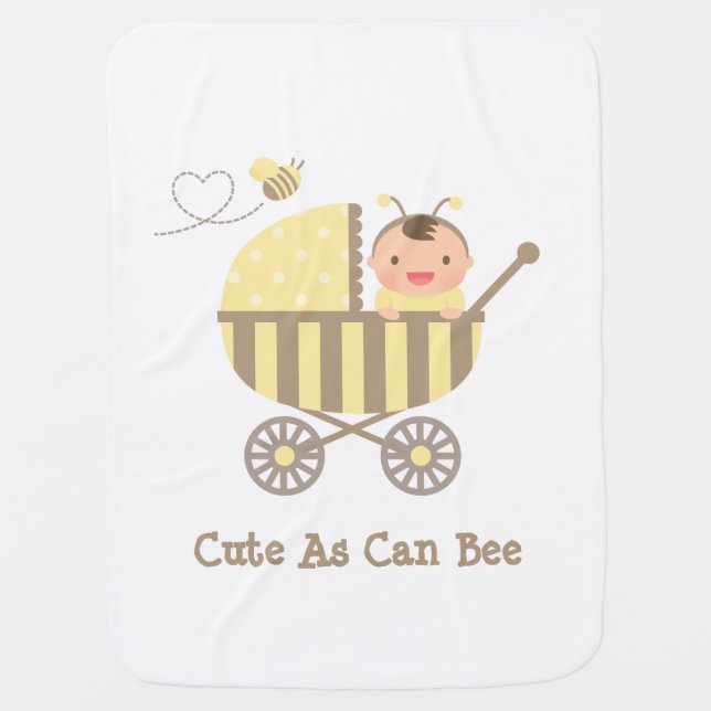 Cute Bumble Bee Baby in Stroller Pun Blanket (Front)