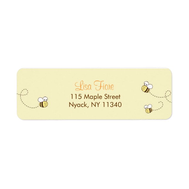 Cute Bumble Bee Baby Shower Address Labels (Front)