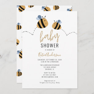 Cute Bumble Bee Baby Shower Invitation