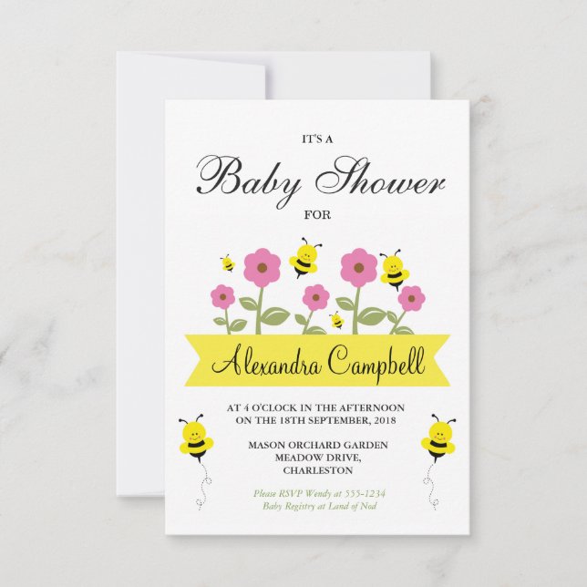 Cute Bumble Bee Baby Shower Invitation (Front)