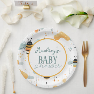Cute Bumble Bee Baby Shower Paper Plates