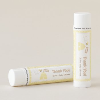 Cute Bumble Bee Baby Shower Personalized Lip Balm by RustyDoodle at Zazzle