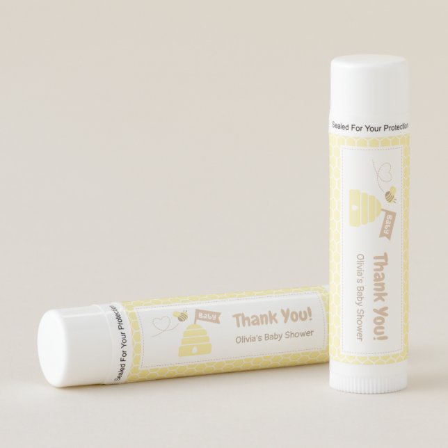 Cute Bumble Bee Baby Shower Personalized Lip Balm (Front)