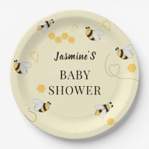 Cute Bumble Bee Baby Shower Yellow Honeycomb Paper Plates