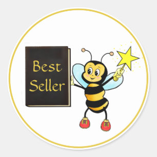 Cute Bumble Bee & Best Seller Book Classic Round S Classic Round Sticker