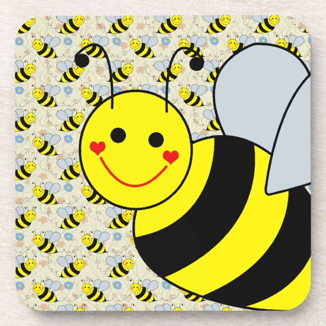 Cute Bumble Bee Beverage Coaster (Front)