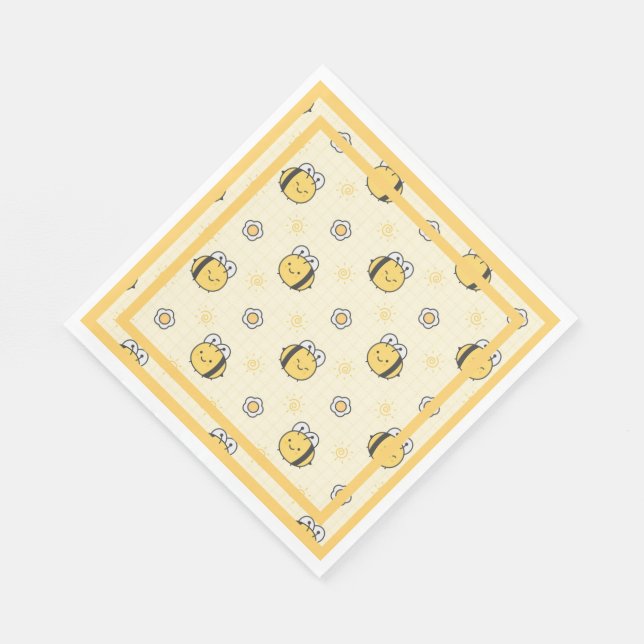 Cute Bumble Bee Boy Girl Baby Shower Napkins (Corner)