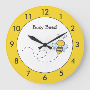 Cute Bumble Bee Busy Bees Large Clock