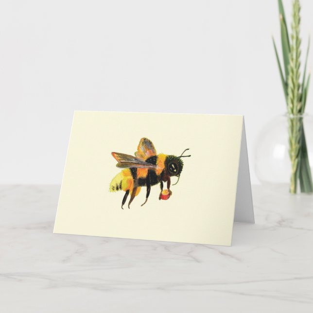 Cute Bumble Bee carrying pollen  Card (Front)