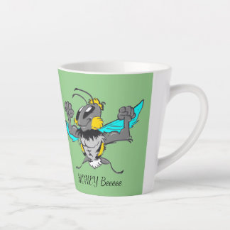 Cute Bumble Bee Cartoon Cust.Text Green Latte Mug
