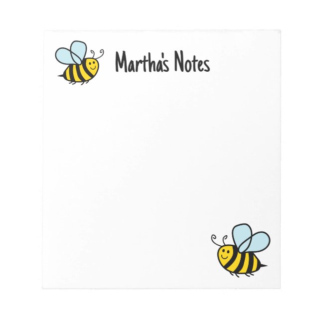 Cute bumble bee cartoon design custom notepad (Front)