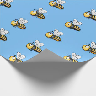 Cute bumble bee cartoon illustration wrapping paper