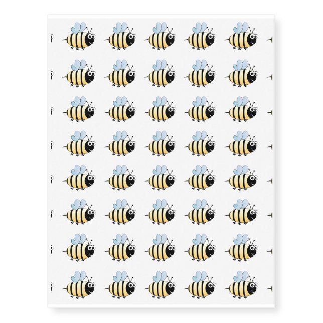 Cute bumble bee cartoon kids temporary tattoos (Front)