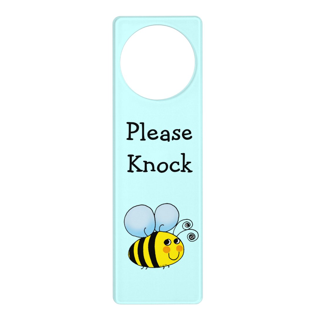 cute bumble bee cartoon - please knock door hanger | Zazzle
