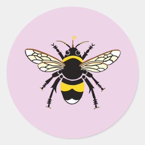 Cute Bumble BEE _ Conservation _ Ecology_ Pink Classic Round Sticker