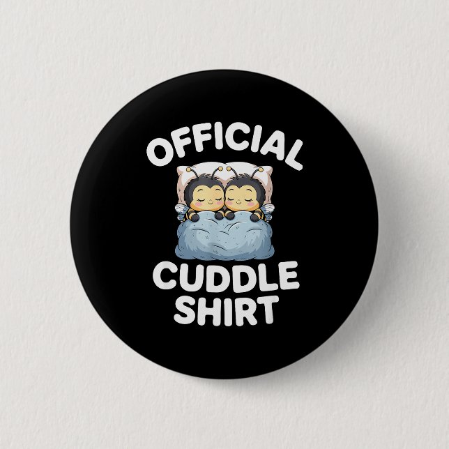 Cute Bumble Bee Couple Cuddle  Button (Front)