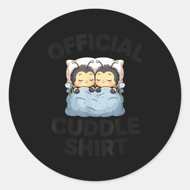 Cute Bumble Bee Couple Cuddle  Classic Round Sticker (Front)