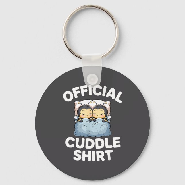 Cute Bumble Bee Couple Cuddle  Keychain (Front)
