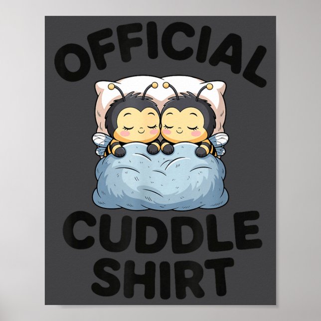 Cute Bumble Bee Couple Cuddle  Poster (Front)