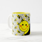 Cute Bumble Bee Design Two-Tone Coffee Mug (Front Left)