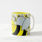 Cute Bumble Bee Design Two-Tone Coffee Mug (Front Right)