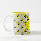 Cute Bumble Bee Design Two-Tone Coffee Mug (Left)