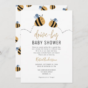 Cute Bumble Bee Drive-by Baby Shower Invitation