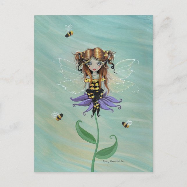Cute Bumble Bee Fairy Postcard (Front)