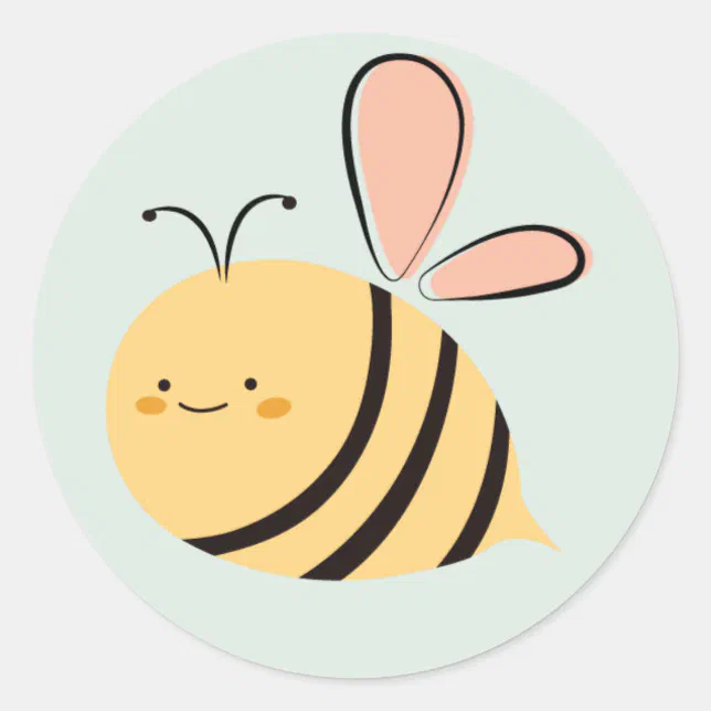 Cute Bumble Bee Girl Baby Shower Gender Reveal Classic Round Sticker ...
