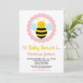 Cute Bumble Bee Girls Baby Shower Invitation (Standing Front)