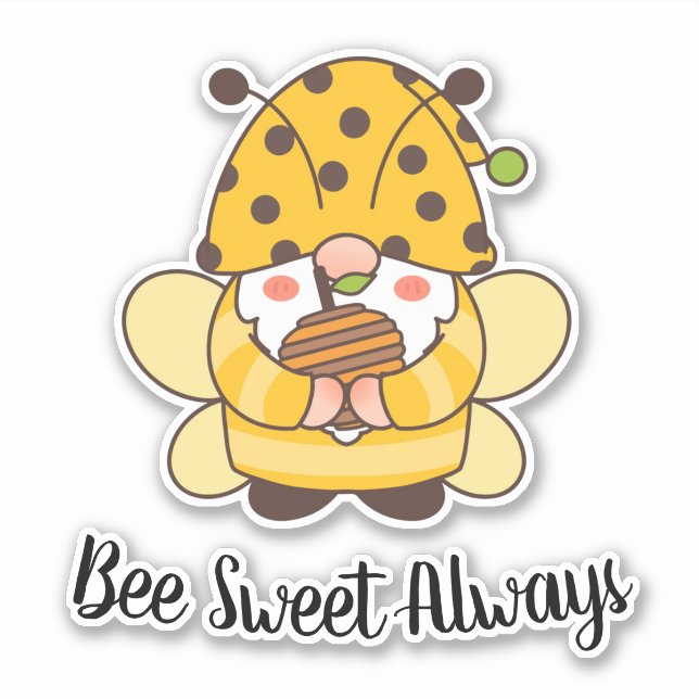 Cute Bumble Bee Gnome with Quote  Sticker (Front)