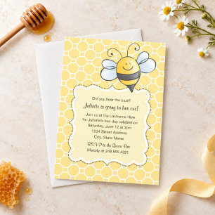 Cute Bumble Bee Going to Bee One Birthday Invitation