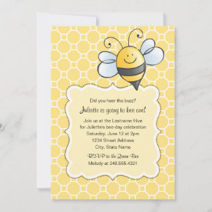 Cute Bumble Bee Going to Bee One Birthday Invitation