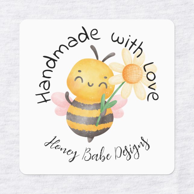 Cute Bumble Bee Handmade with Love Personalized Labels (Design 1)