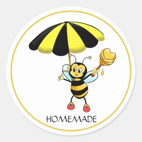 Cute Bumble Bee Honey Homemade Classic Round Sticker