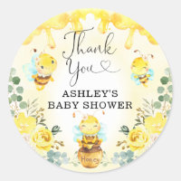 Cute Bumble Bee Honey Pot Floral Baby Shower Favor Classic Round Sticker