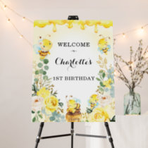 Cute Bumble Bee Honeycomb Floral Birthday Welcome Foam Board