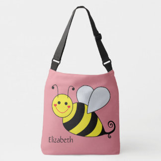Cute Bumble Bee in Pink Personalized Crossbody Bag