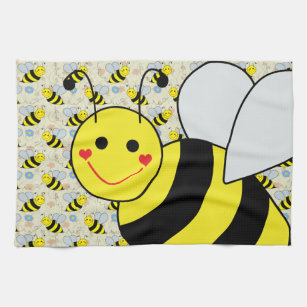 Yellow & Black Bumble Bee Kitchen Towel, Zazzle