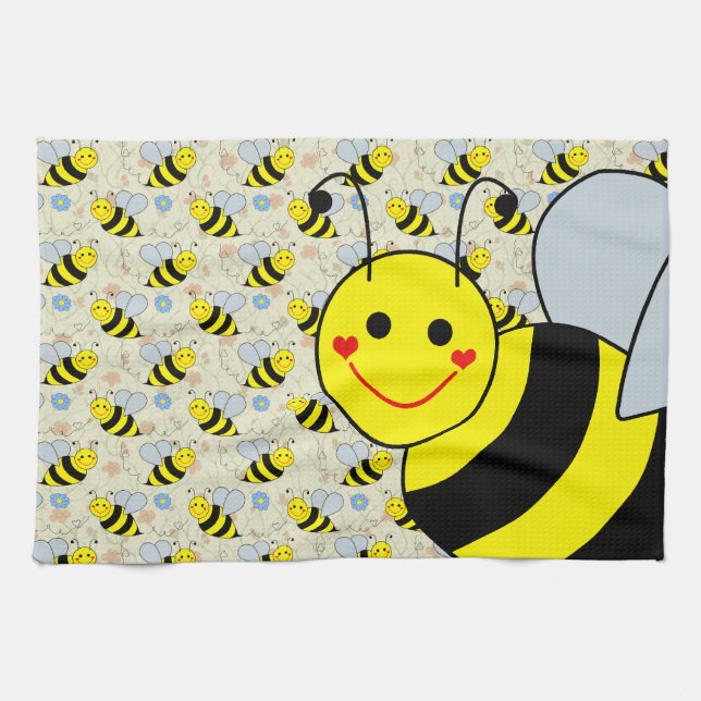 Cute Bumble Bee Kitchen Towel (Horizontal)