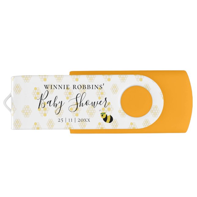 Cute Bumble Bee Mom to Be Baby Shower Photography  Flash Drive (Back)