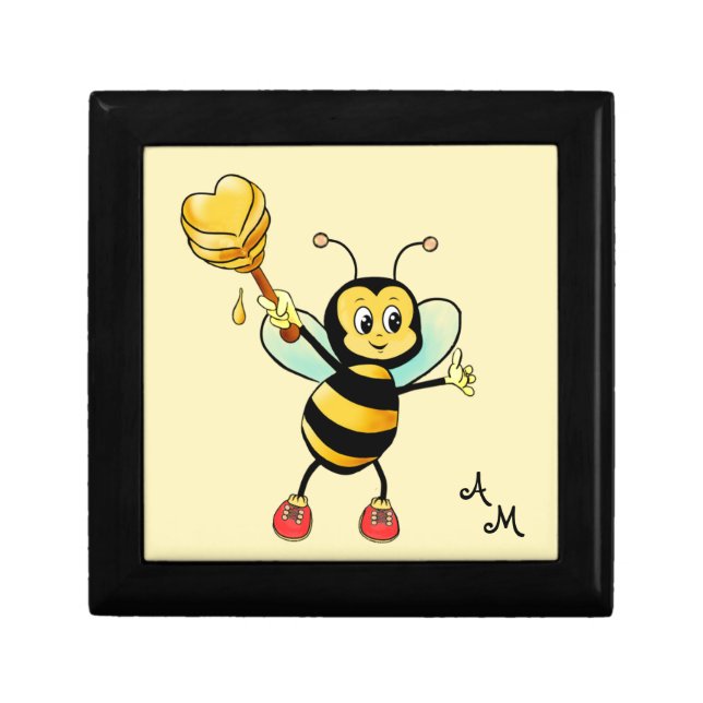 Cute Bumble Bee & Monogram Gift Box (Front)