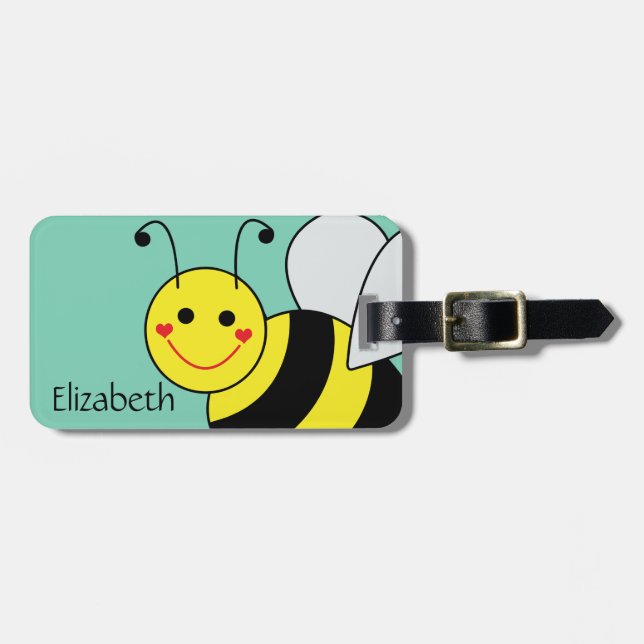 Cute Bumble Bee Name and Address Luggage Tag (Front Horizontal)