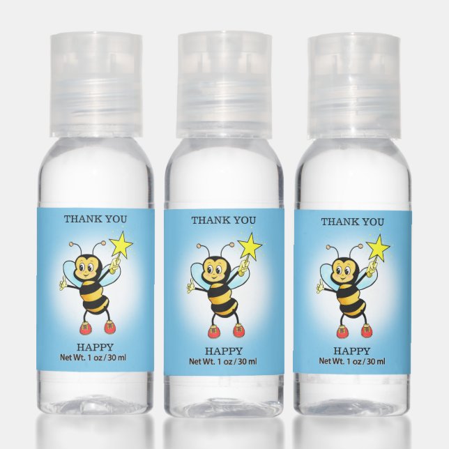 Cute bumble bee on light blue Thank You Hand Sanitizer (Set)