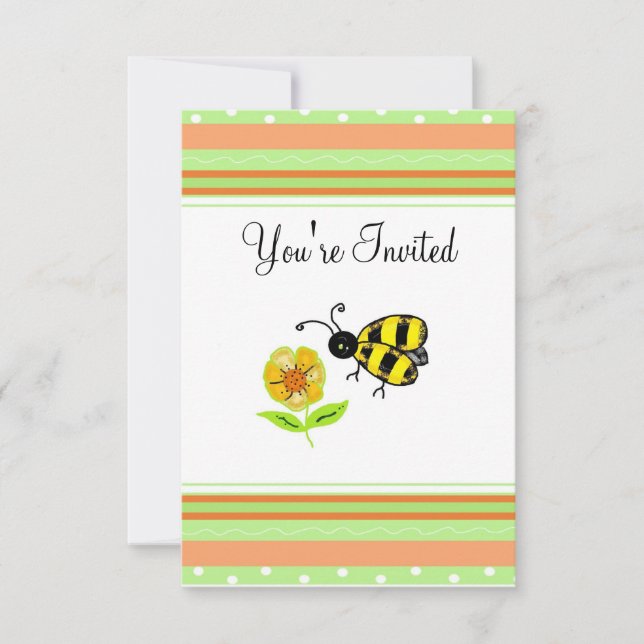 Cute Bumble Bee Party Invitation (Front)