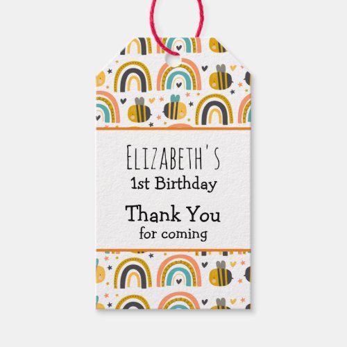 Cute Bumble Bee Pattern Birthday Thank You Gift Tags