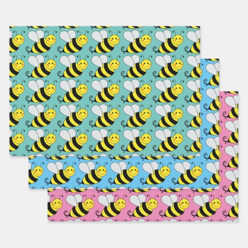Cute Bumble Bee Pattern  Colorful Wrapping Paper Sheets